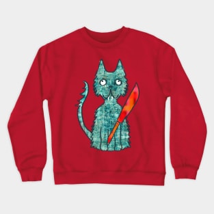 cat with knife Crewneck Sweatshirt